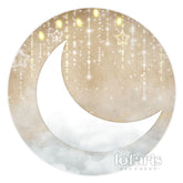 Lune calme avec ligne de paillettes et toile de fond de cercle d'étoiles